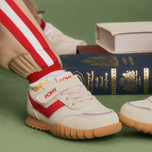PONY儿童老爹鞋胜利鞋秋季新款复古魔术贴红白百搭透气休闲运动鞋