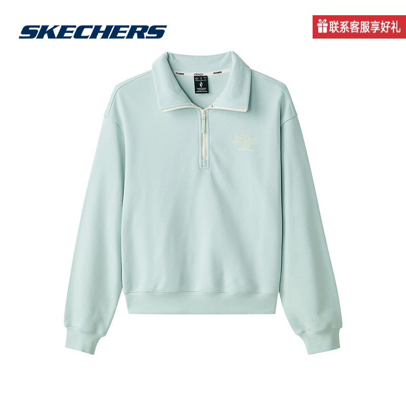 斯凯奇运动2025冬女针织套头卫衣 L424W002-002S