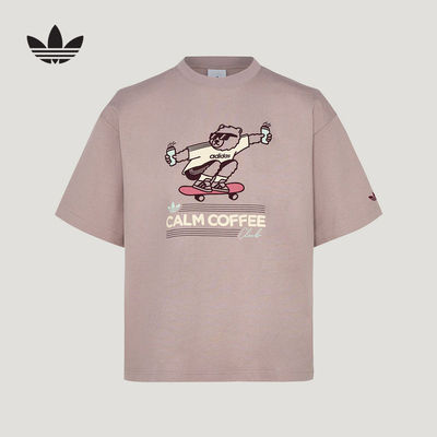 adidas阿迪达斯三叶草GFX图案T恤2026夏男女宽松针织短袖 KY5740