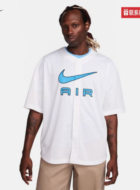 NIKE耐克2025年春夏男女同款白色大logo短袖针织衫 FN2149-121