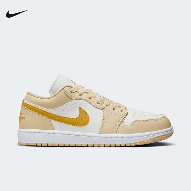 耐克板鞋女鞋秋冬Air Jordan 1 Low AJ1白黄低帮篮球鞋D