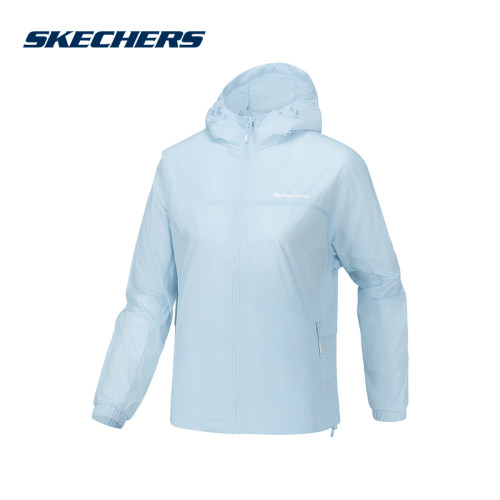 Skechers斯凯奇26夏女户外跑步运动服防泼水防风连帽外套P226W115