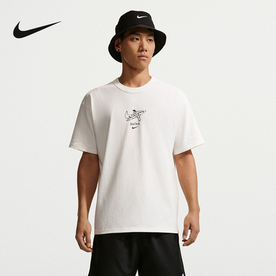 NIKE耐克夏季新款男子印花T恤棉质宽松厚实短袖针织衫 IV2641-133