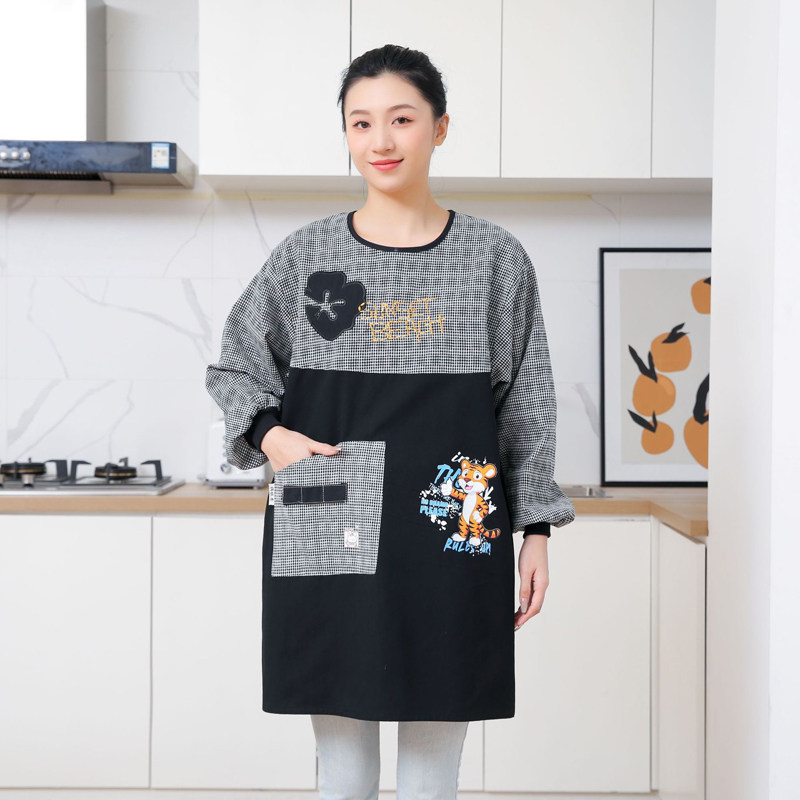 围裙长袖时尚可爱家用厨房做饭纯棉罩衣成人女工作服2026全棉新款