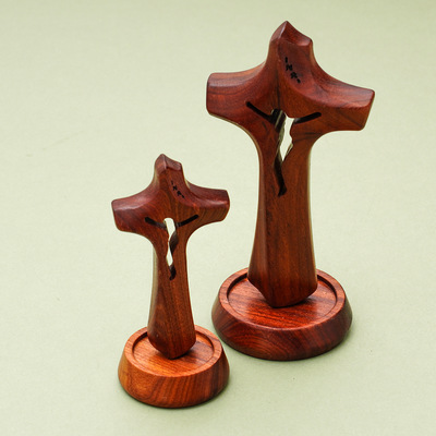 实木十字架摆件教堂工艺品磁吸