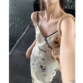 新款 新中式 国风改良旗袍吊带连衣裙女夏季 气质收腰显瘦包臀长裙子