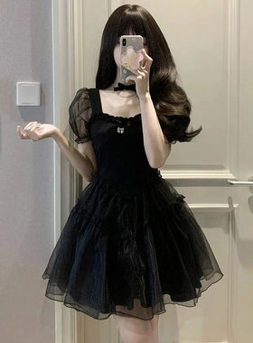 黑色甜辣妹高级感连衣裙女