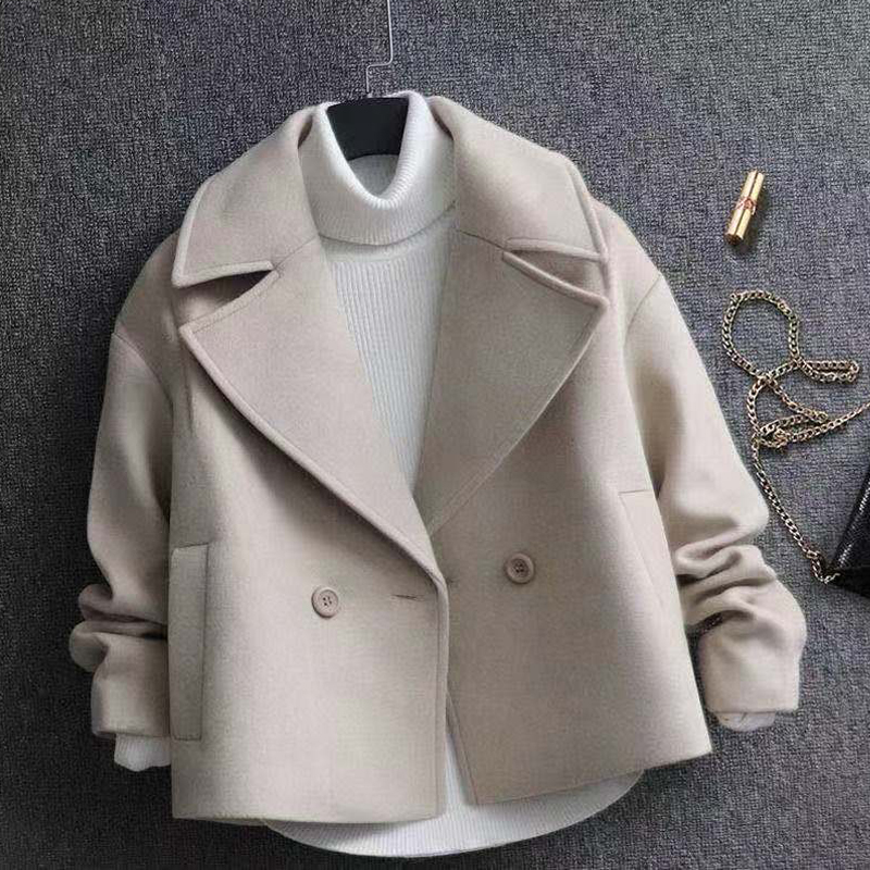 新款小个子加厚短款毛呢外套大衣