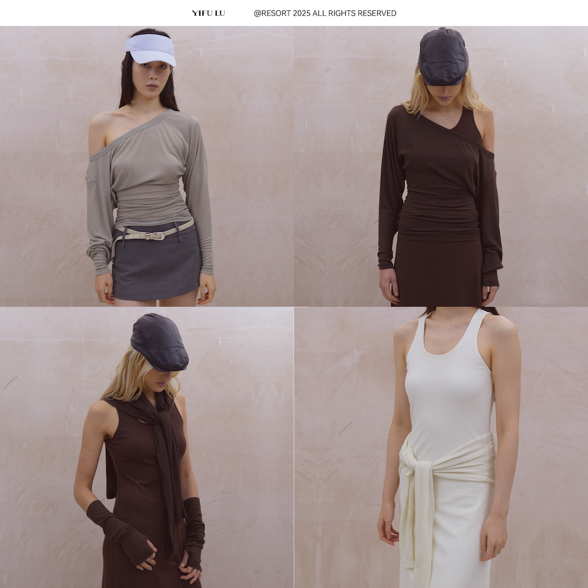 YIFU LU 微透视船领收腰坑条纯棉罩衫长袖 Pinstripe Peplum Top