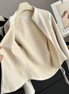 渠道好货！LU风篙端线~秋冬羽毛绒桑蚕丝混纺双面绒双拉链短外套