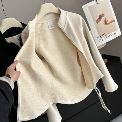 渠道好货！LU风篙端线~秋冬羽毛绒桑蚕丝混纺双面绒双拉链短外套