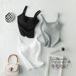 无钢圈聚拢带胸垫内衣吊带背心 背心一体式 2023夏新款 纯棉修身