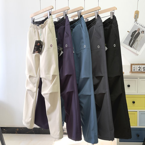 三防软壳！松紧腰一体加绒保暖防风防水户外冲锋裤登山工装休闲裤