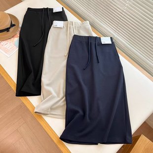 高腰抽绳舒适包臀速干窄身长裙运动开叉半身裙女 新品 出岛国 秋季