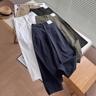 出岛国！秋季新品舒适棉质高腰直筒廓形长裤休闲弯刀镰刀裤子女