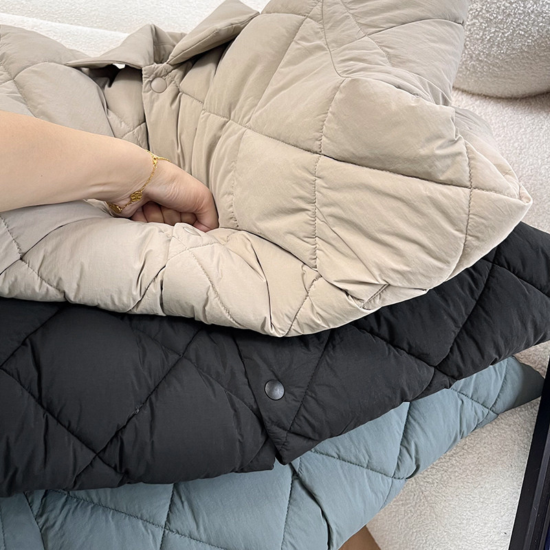 蓬松保暖菱形绗缝空气棉服棉衣