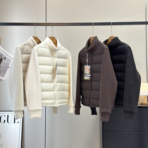 LU系同款！都市暖羽~轻盈保暖90白鸭绒摇粒绒立领拼接羽绒服外套