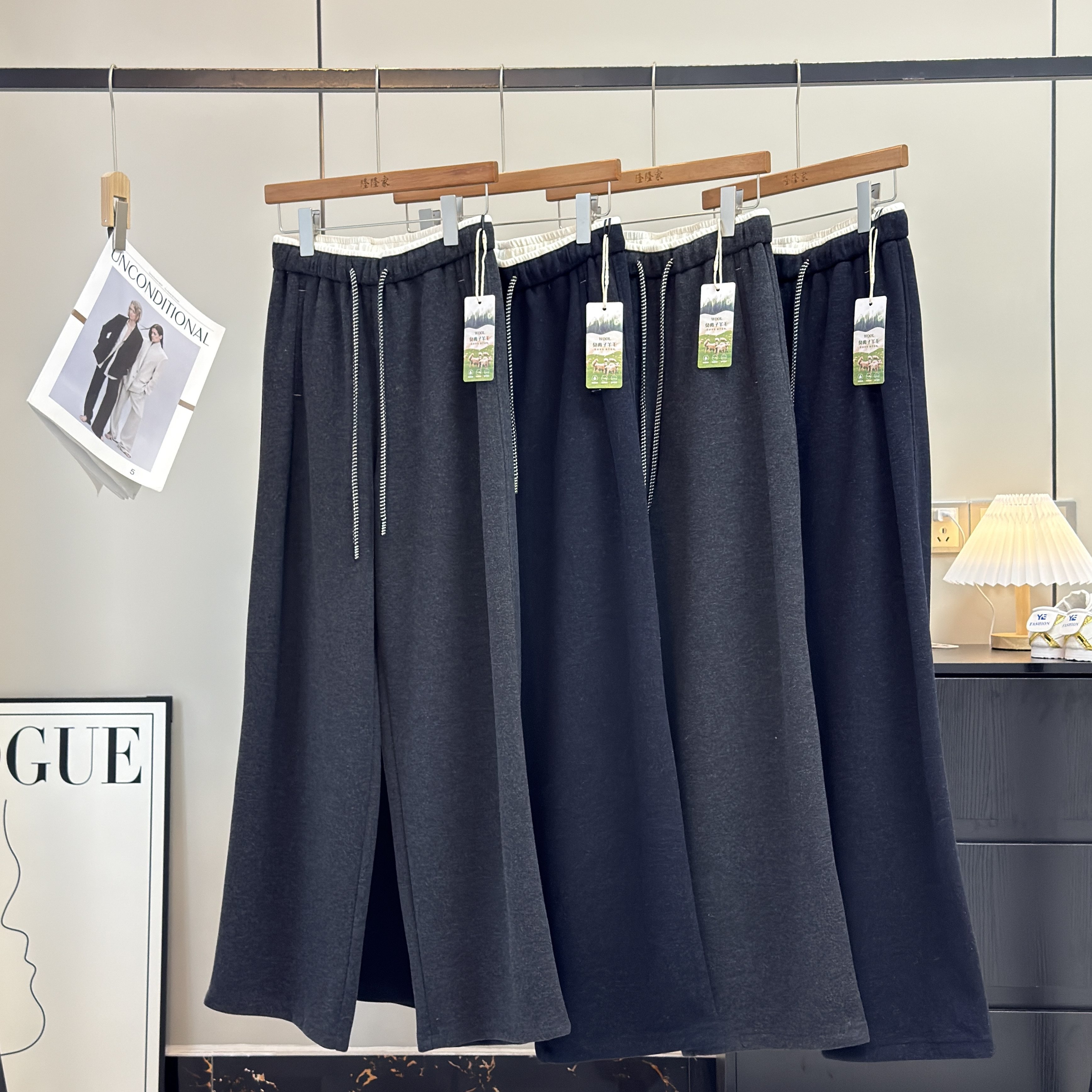 篙端线！撞色腰醋酸羊毛加绒加厚保暖毛呢裤直筒窄版休闲长裤女冬,女装/女士精品,休闲裤,淘宝优惠券,粉丝福利购,淘宝优惠卷