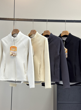 LU系~巨显瘦~蚕丝羊绒蛋白保暖石墨烯小蛮腰双面摇粒绒开衫短外套