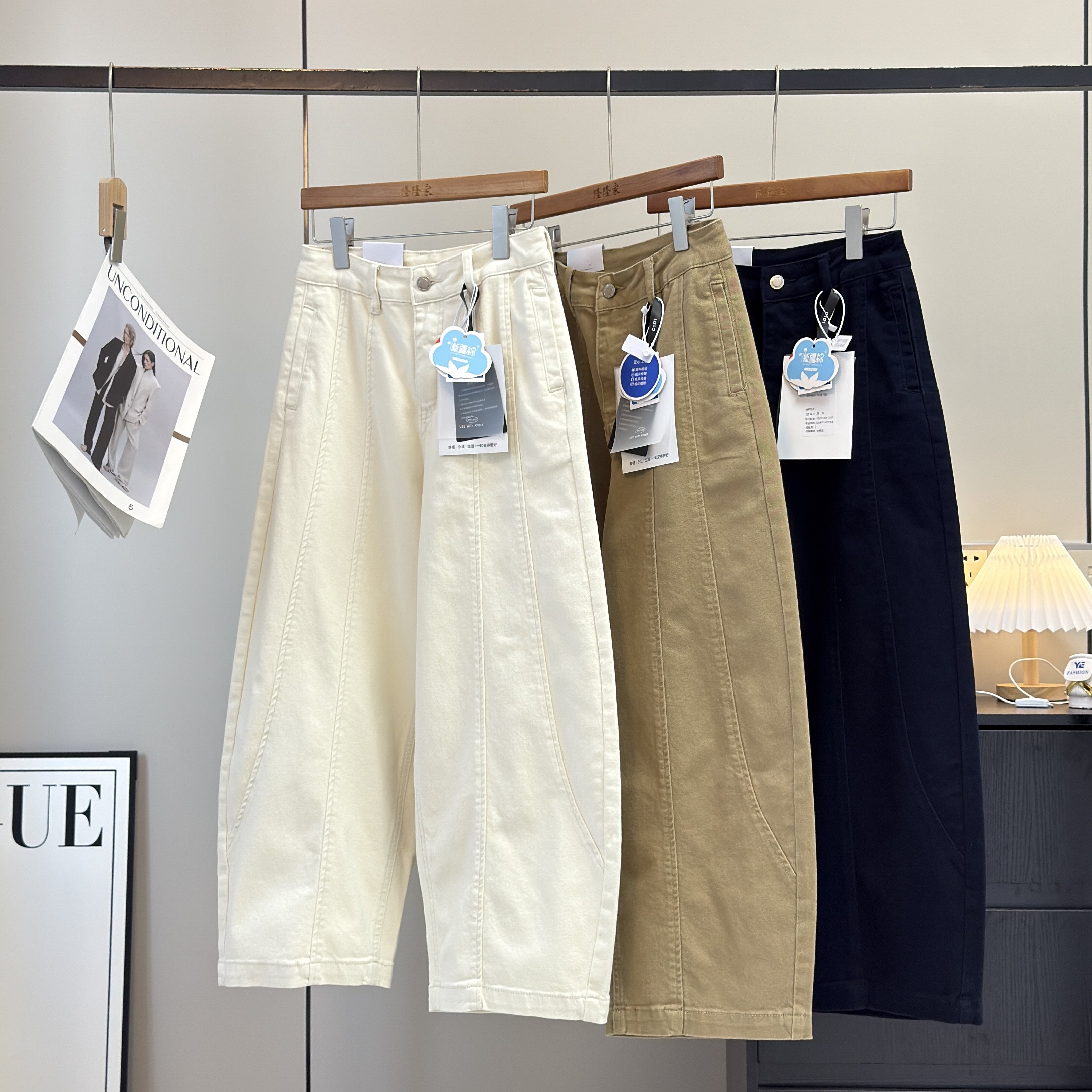 大厂订单~春季复古弯刀裤~宽松遮肉高腰直筒香蕉裤牛仔阔腿九分裤,女装/女士精品,牛仔裤,淘宝优惠券,粉丝福利购,淘宝优惠卷