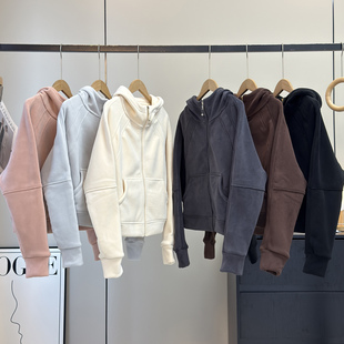 LU系风格 连帽加厚保暖双面澳绒防风摇粒绒减龄卫衣外套 秋冬时尚