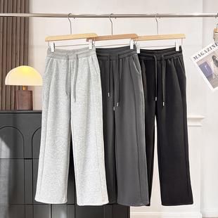 休闲裤 渠道好货 加厚奥粒绒保暖高腰抽绳直筒卫裤 冬季 女 LU风