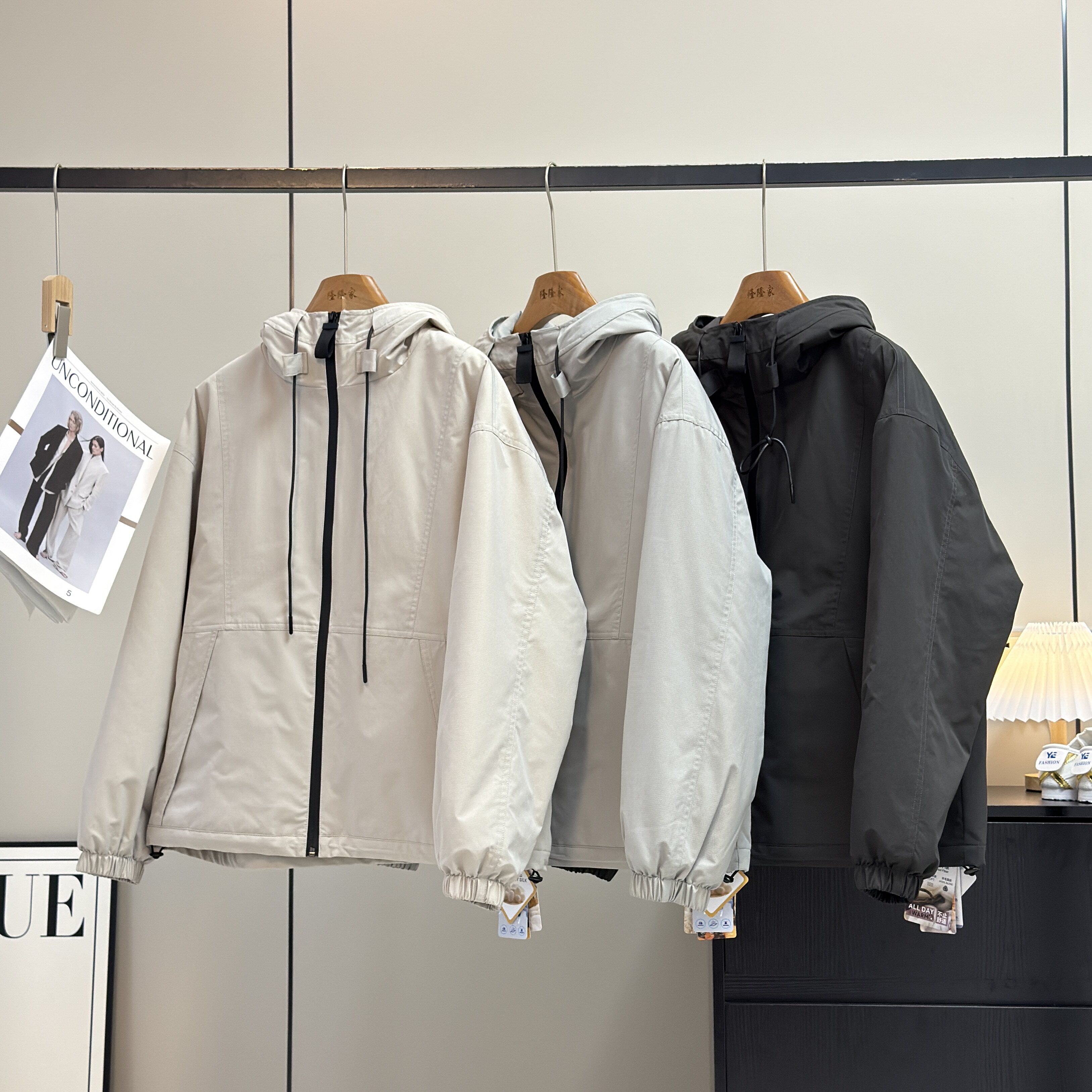 三防黑科技!桑蚕丝羊毛石墨烯发热保暖棉服宽松连帽工装棉衣外套