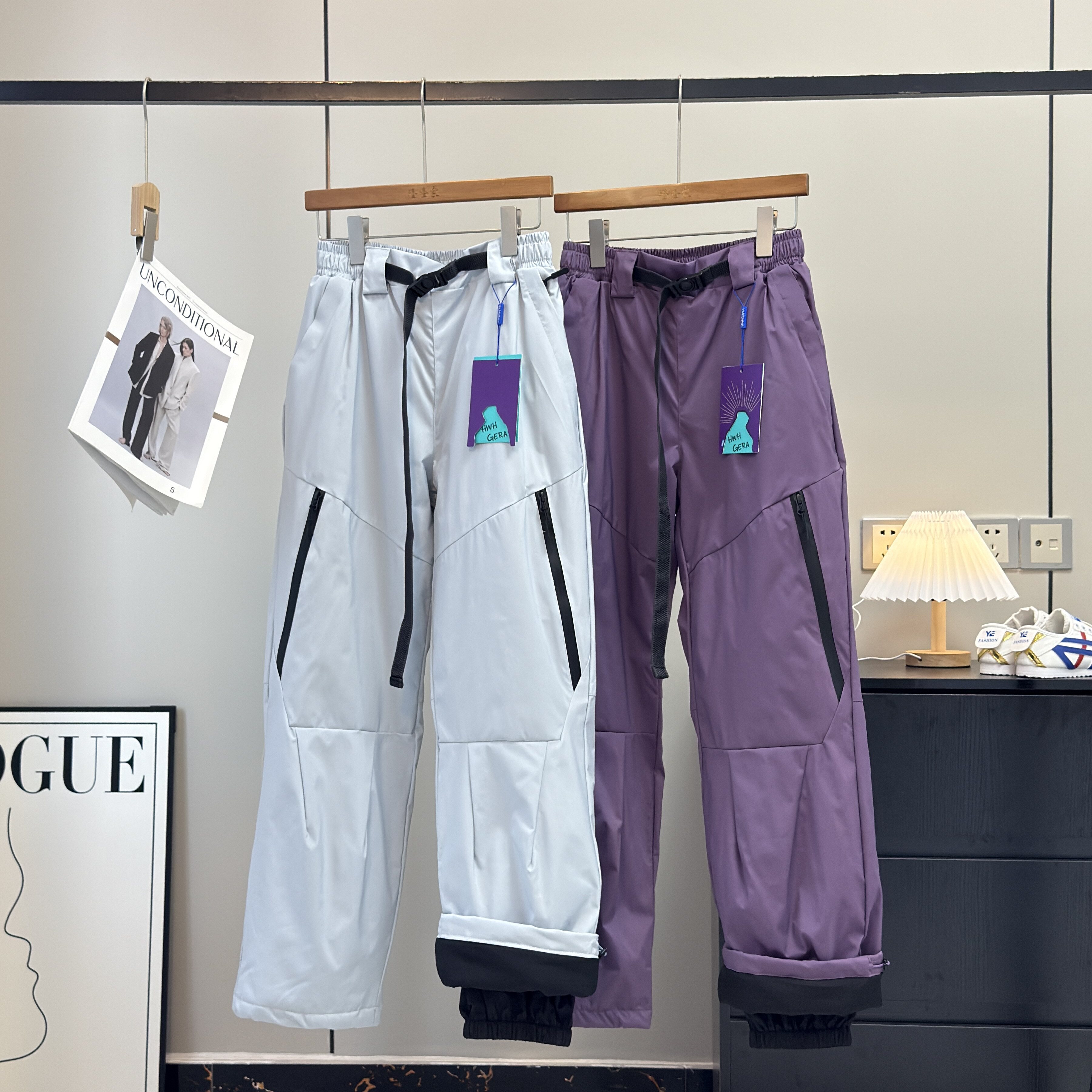 大厂订单！户外防风防水情侣款绒棉保暖滑雪裤直筒束脚徒步冲锋裤