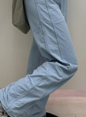 仇仇家 女装春夏款工装束脚伞兵裤直筒松紧腰休闲阔腿裤475820