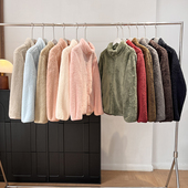 高克重 女装 秋冬柔软亲肤立领长绒摇粒绒舒适保暖茄克外套479611