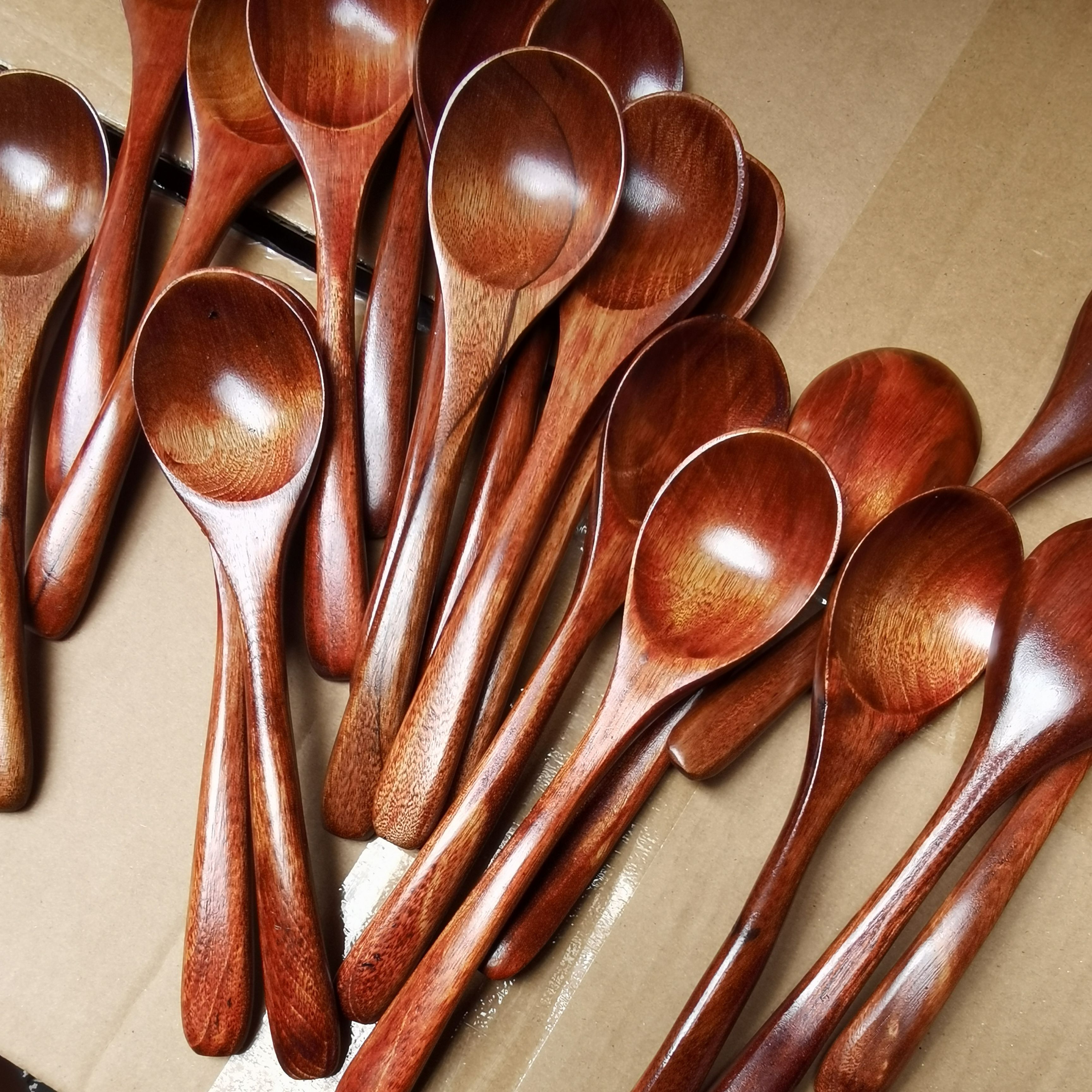 瑕疵木工汤匙木汤勺调羹长勺家用木头饭勺小木勺蜂蜜勺搅拌勺