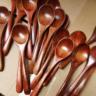 瑕疵木工汤匙木汤勺调羹长勺家用木头饭勺小木勺蜂蜜勺搅拌勺