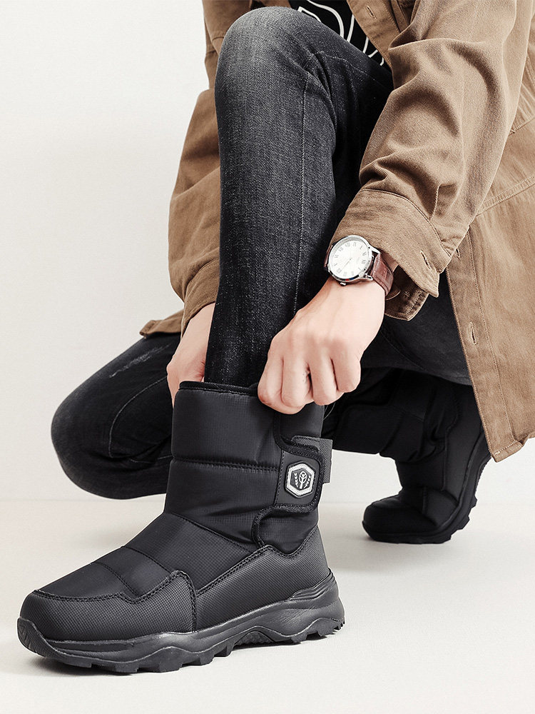 MENS VELVET THICKENED WARM SNOW BOOTS FOR WINTER OUTDOOR COLDPROOF AND WINDPROOF BOOTS AND TOURIST SKI BOOTS ARE WATERPROOF AND NON-SLIP