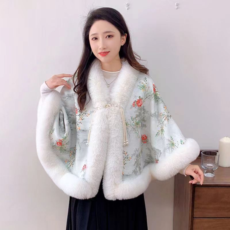 聚酯纤维毛毛门禁V领披肩披肩