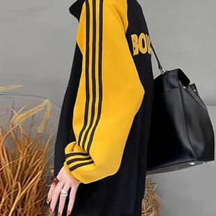 韩版气质宽松棒球运动服立领拉链开衫卫衣外套女新款中长款上衣女