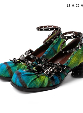 UBORYA玛丽珍女鞋2024新款高跟鞋粗跟不累脚夏配裙子气质一脚蹬