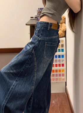 弯刀牛仔裤女款阔腿宽松弯刀裤女显瘦高腰小个子梨型身材裤子女款