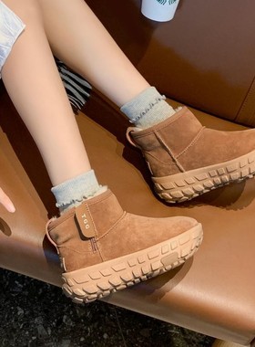 TGG团呱呱雪地靴女2025新款爆款U加绒保暖防寒滑厚底中筒冬季棉鞋