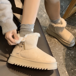 棉鞋 U加绒保暖防寒滑厚底毛毛靴冬季 2025新款 TGG团呱呱雪地靴女款