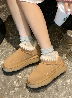 TGG团呱呱雪地靴女2025新款爆款U加绒保暖防寒滑厚底毛靴冬季棉鞋