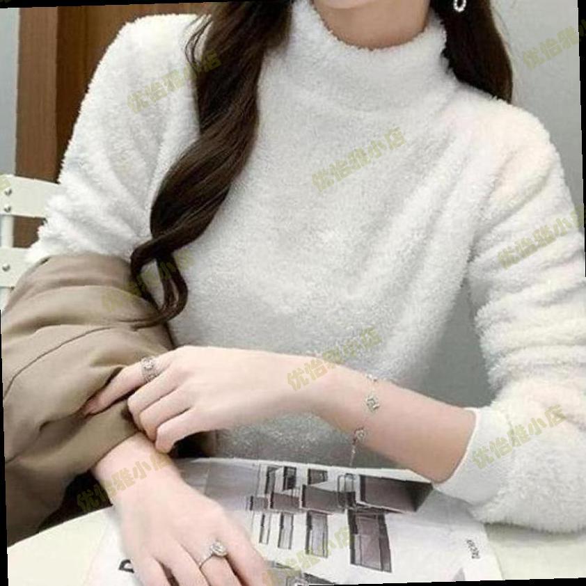 双面珊瑚绒半高领长袖女T恤2025冬季新款百搭宽松内搭外穿打底衫