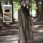 饮水鸟25冬藏地100牦牛绒拉绒大衣女冬季 加厚长款 宽松毛呢外套