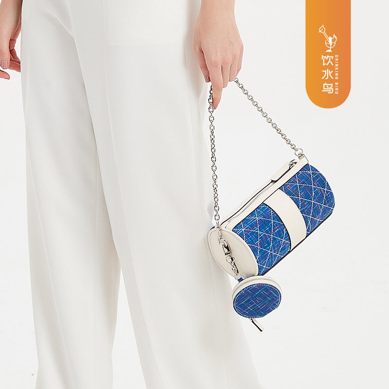 饮水鸟自由闪电包上海手织布牛皮复古新时尚小圆包手工秋季新品