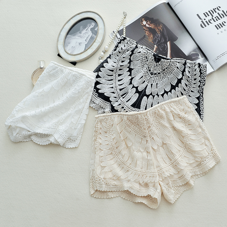 夏天外穿打底裤大码保险裤高腰防走光蕾丝短裤安全裤休闲三分裤薄