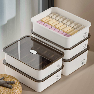 内衣收纳盒分格带盖塑料整理箱大容量家用防尘文胸内裤袜子收纳盒