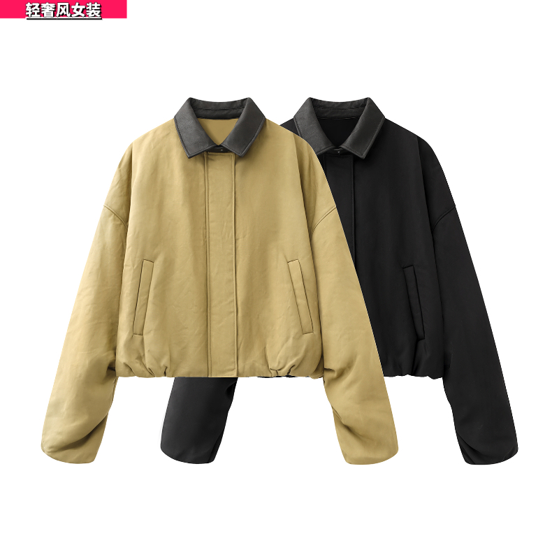 拼接短款长袖加厚外套