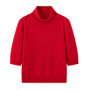 2025冬季设计师款轻奢风小众女装高领针织衫套头毛衣打底衫上衣女