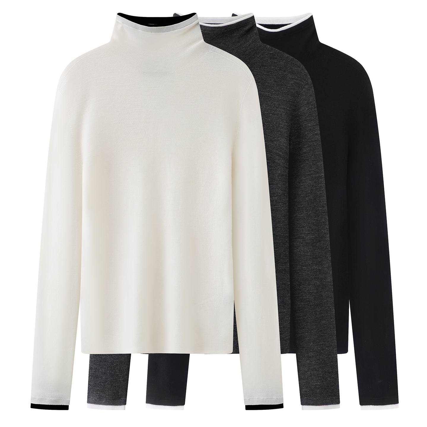 2025冬季设计师款轻奢风女装百搭宽松显瘦高领长袖针织衫毛衣上衣