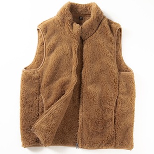 羊羔绒马甲男冬季 马夹 加绒加厚珊瑚绒背心坎肩外贸出口原尾单男装