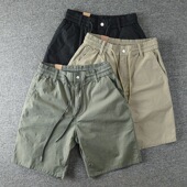 薄款 松紧腰五分裤 透气复古工装 男直筒宽松潮牌男士 男 休闲短裤 夏季